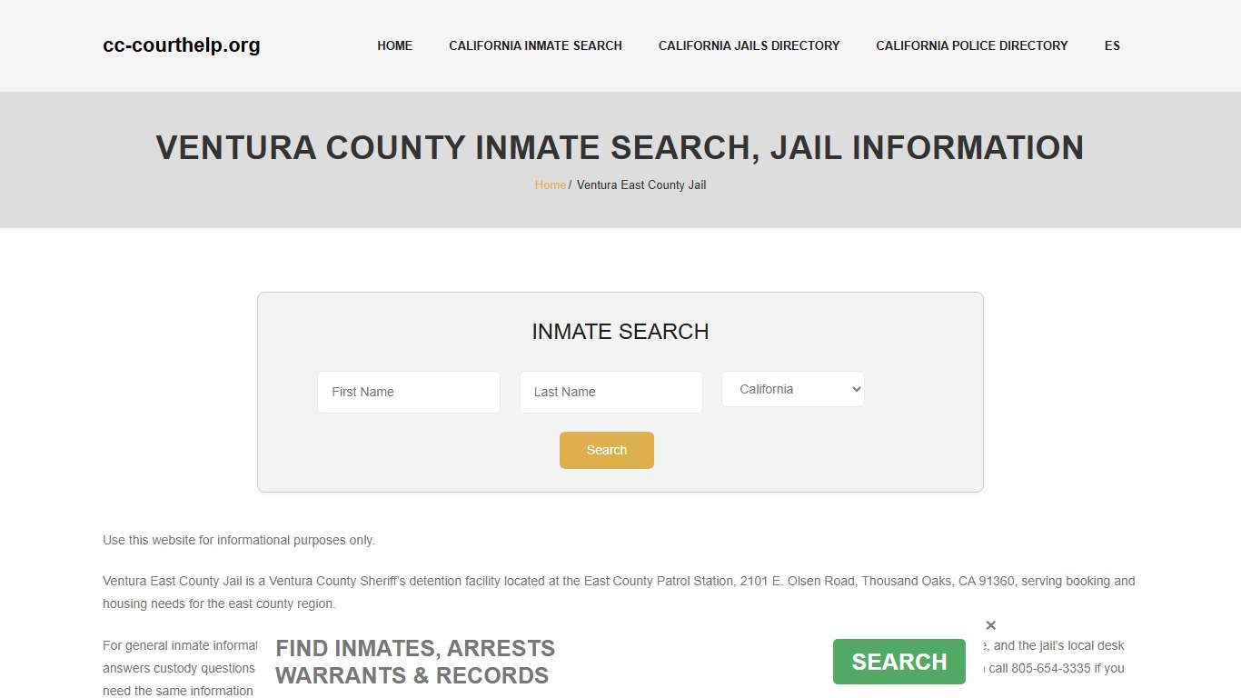 Ventura County Inmate Lookup, Jail Roster